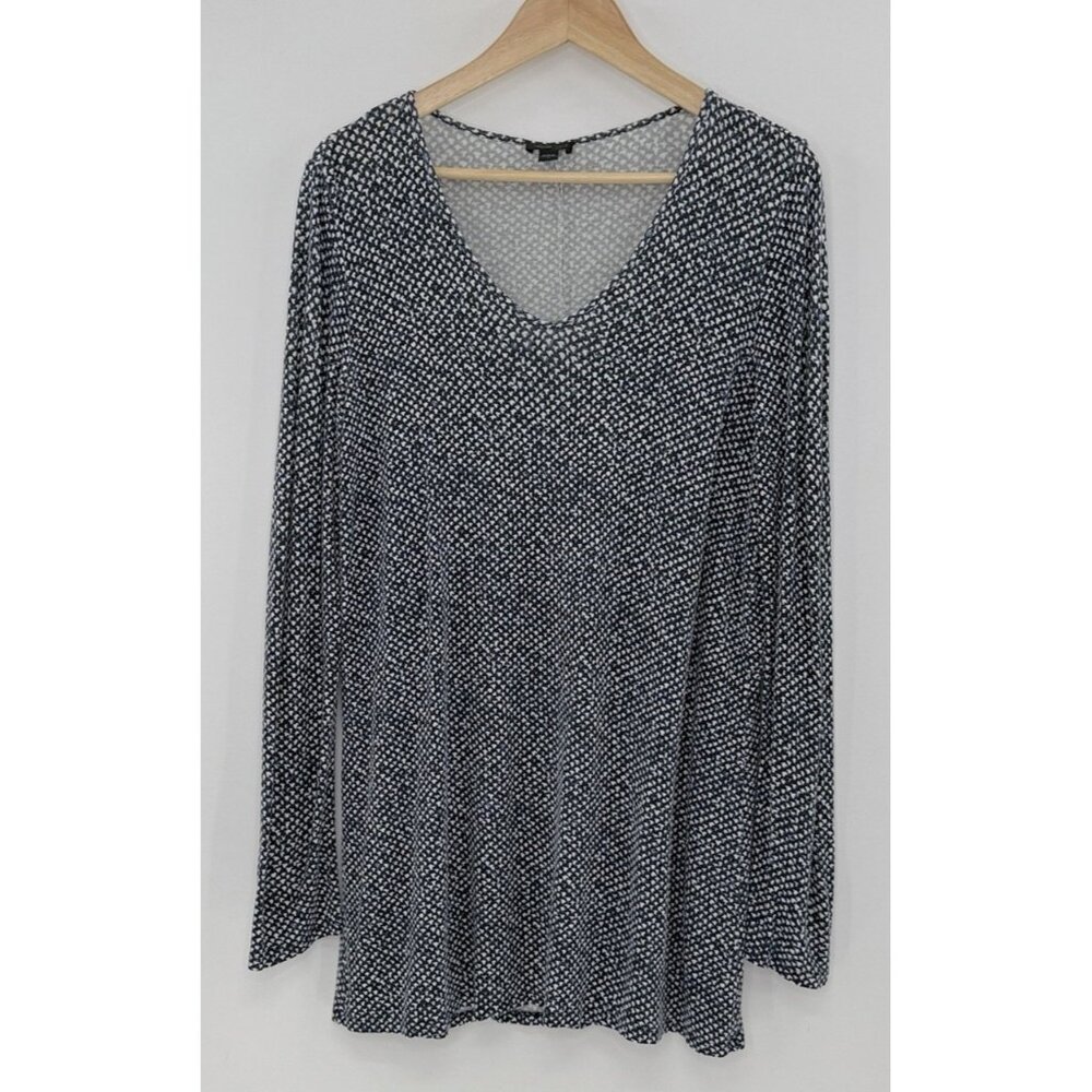 J Jill Wearever Collection V-Neck Tunic Blouse Multicolor Long Sleeve Sz Sm Boho
